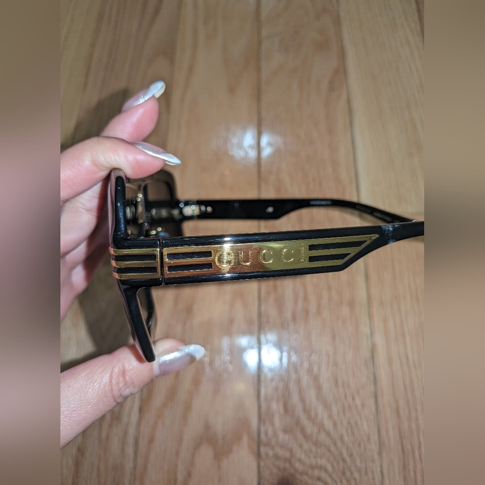 NEW GUCCI SQUARE-FRAME SUNGLASSES WITH GG LENS - Picture 5 of 11